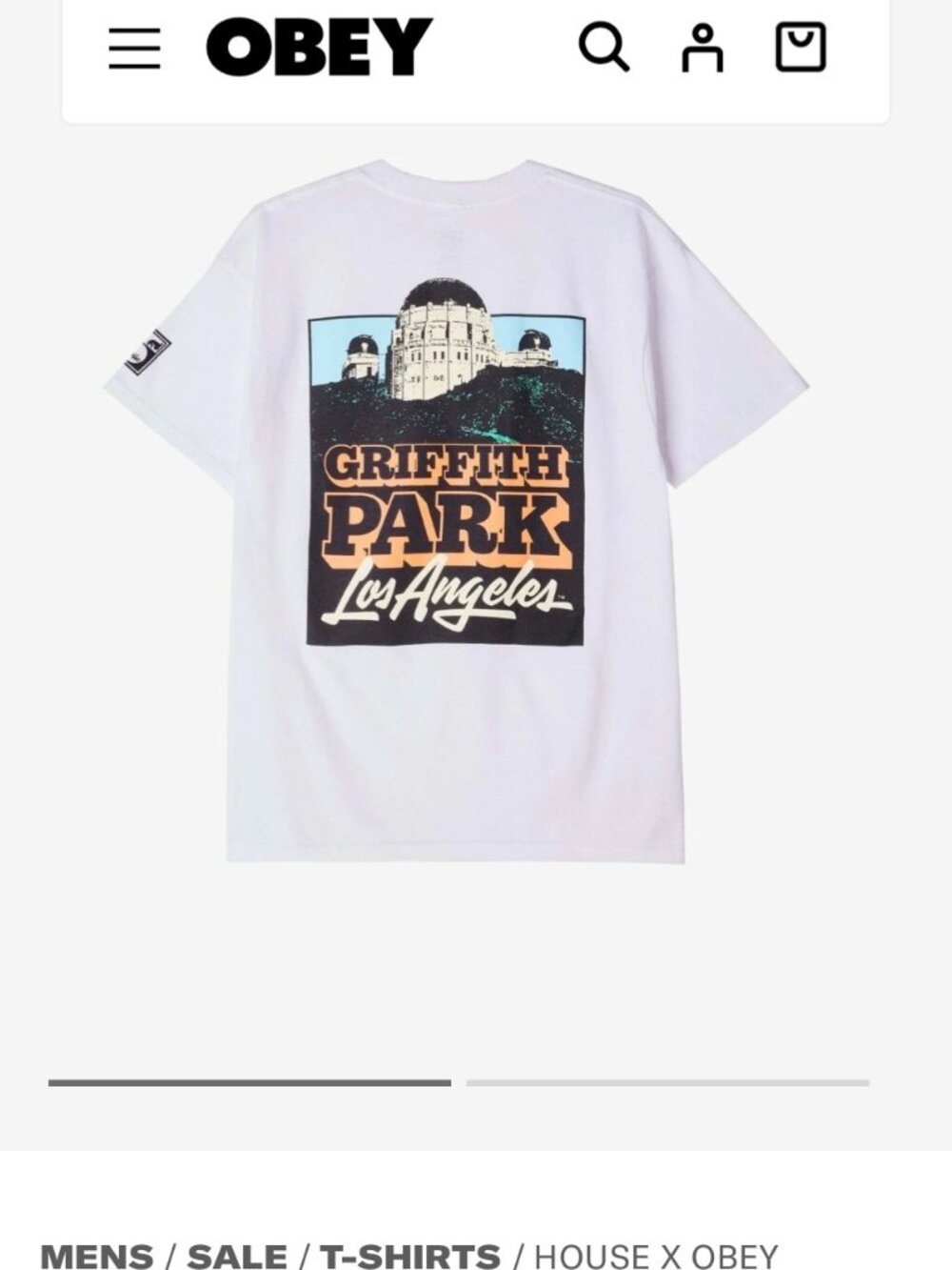 House x OBEY Griffith Park Classic T-Shirt Mens Lg White LA Graphic Tee